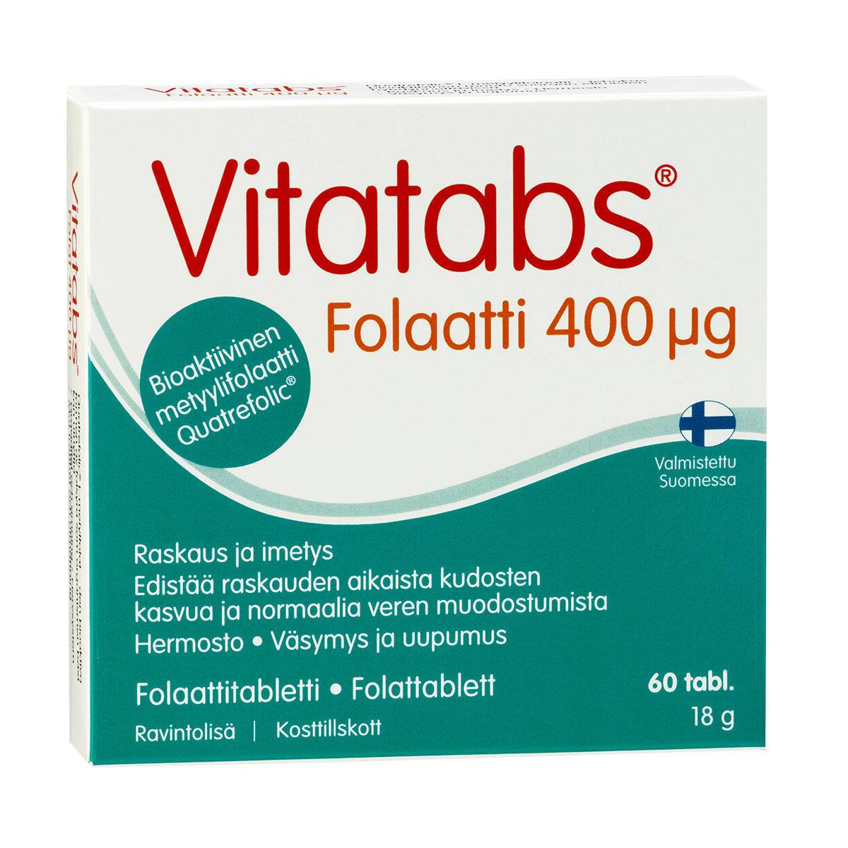 Vitatabs Folaatti 400 µg - Foolihappotabletti 60 tabl. - Sinunapteekki.fi