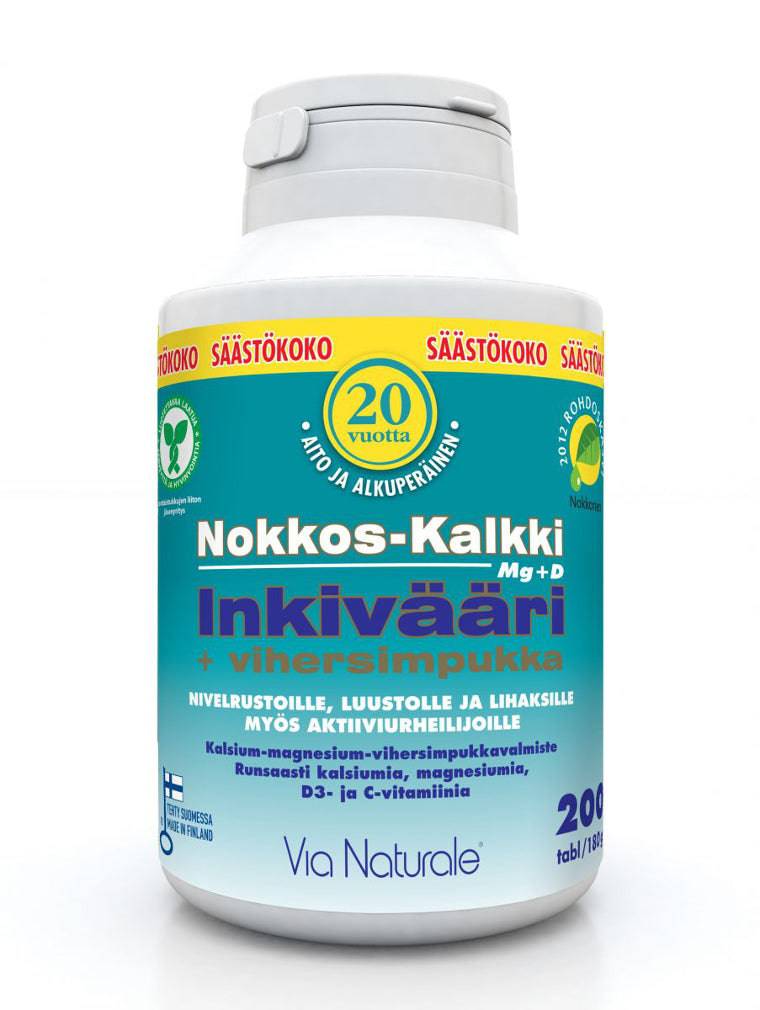 Nokkos-Kalkki-Inkivääri + Vihersimpukka Säästökoko 200 tabl. - Sinunapteekki.fi