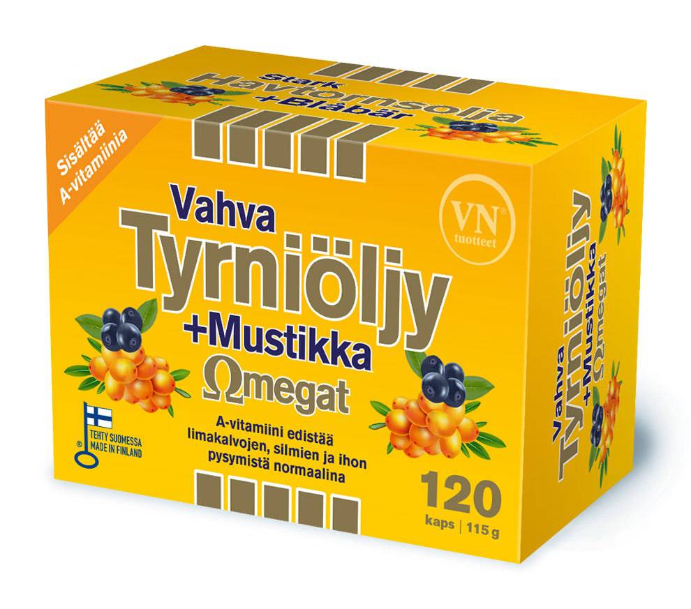 Vahva Tyrniöljy + Mustikka Omegat 120 kaps. - Sinunapteekki.fi