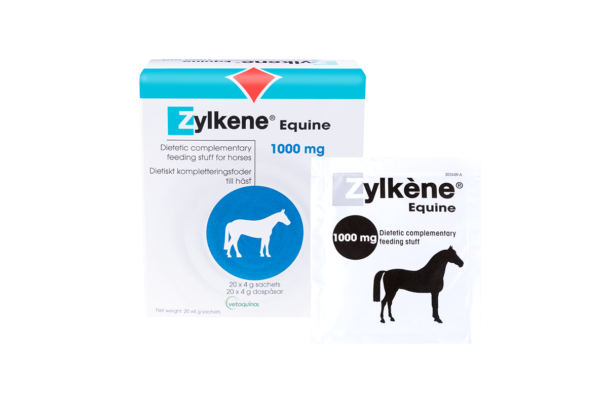 Zylkene Equine 1000 mg (Alfa-kasotsepiini) - täydennysrehu hevoselle 20 x 4 g annospussia - Päiväys 10/2024 - Sinunapteekki.fi