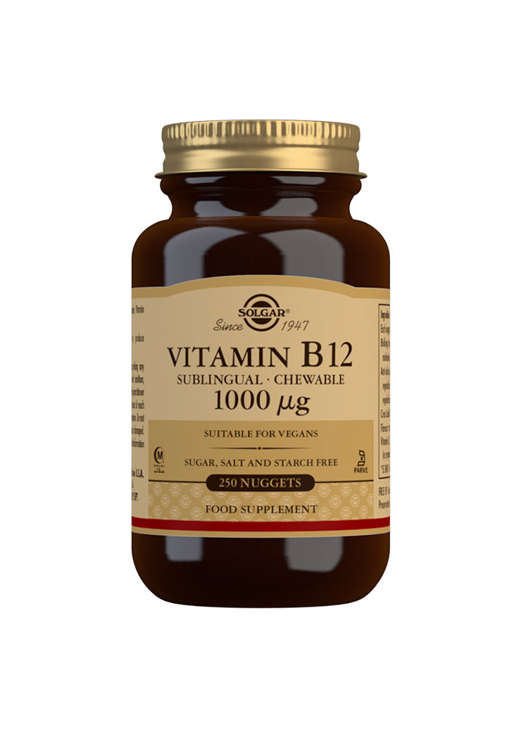 Solgar Vitamin B12 1000µg - B12-vitamiini, Imeskelytabletti 250 tabl.