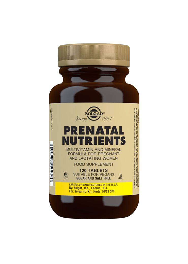 Solgar Prenatal Nutrients - monivitamiini / hivenainevalmiste - raskaana oleville 120 tabl. - Sinunapteekki.fi