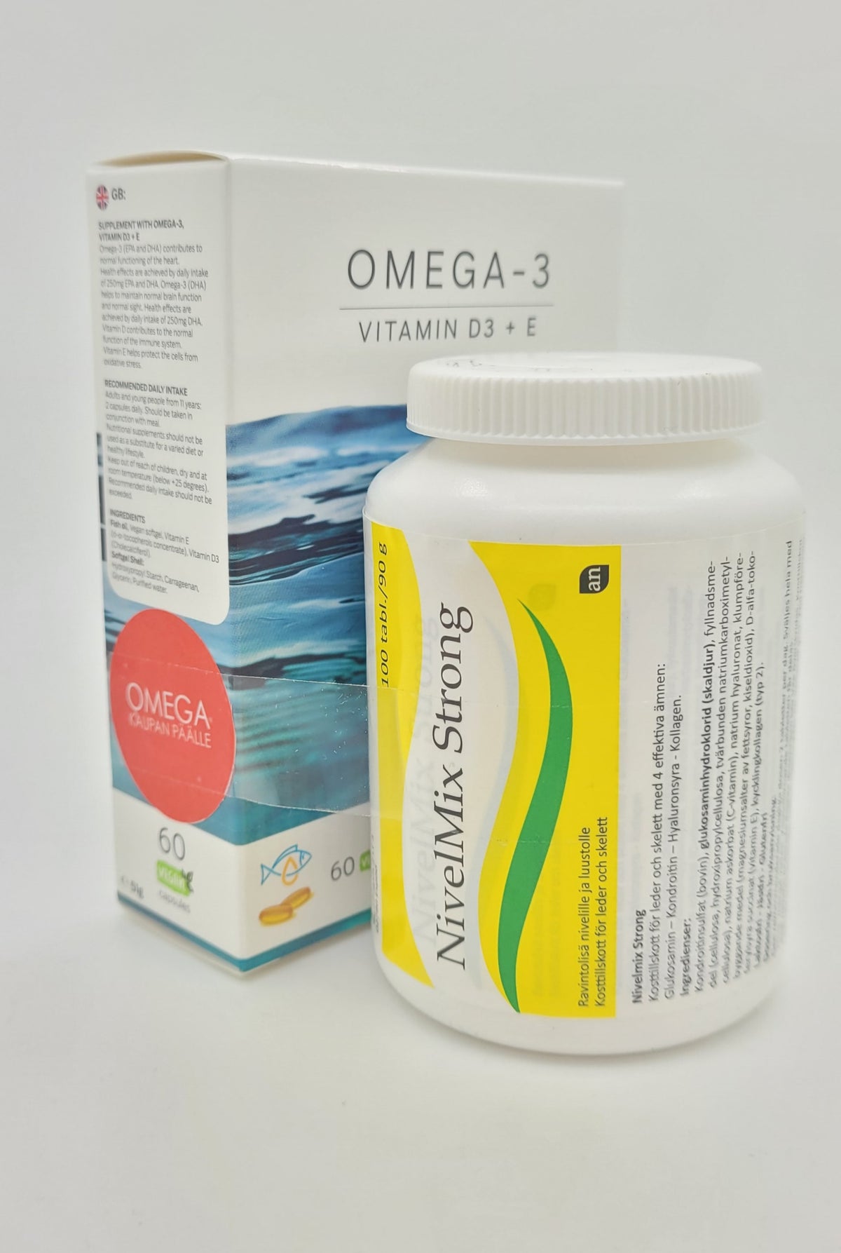 NivelMix Strong 100 tabl. + Omega-3 Vitamin D3 + E 60 kaps. - Huom! NivelMix Strong Päiväys 05/2024