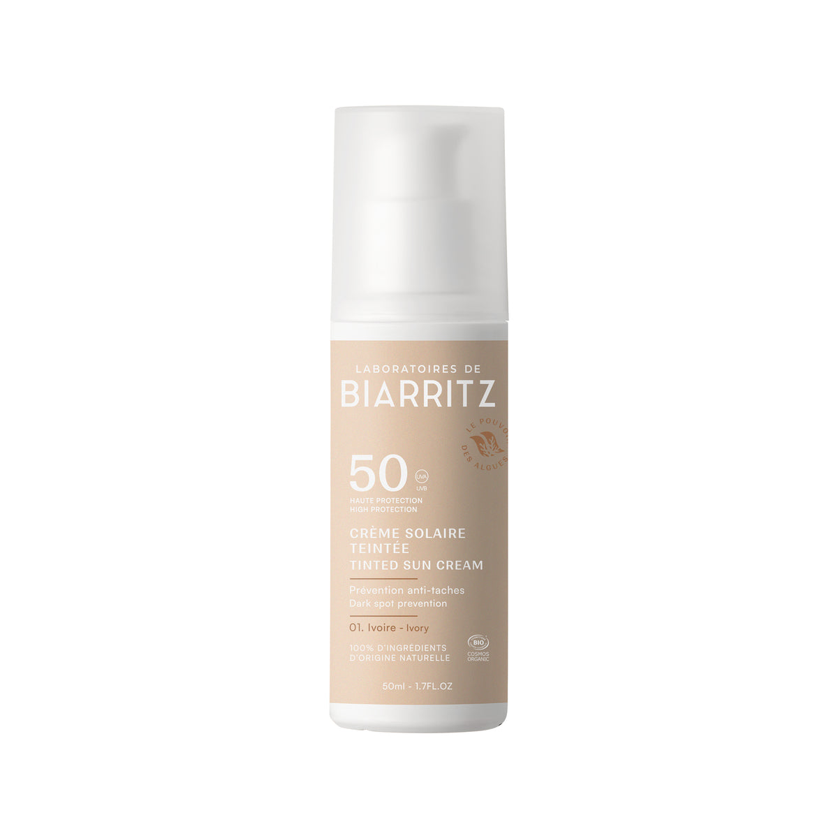 Alga Maris Sävyttävä Aurinkovoide Kasvoille Ivory SPF50 - 50 ml