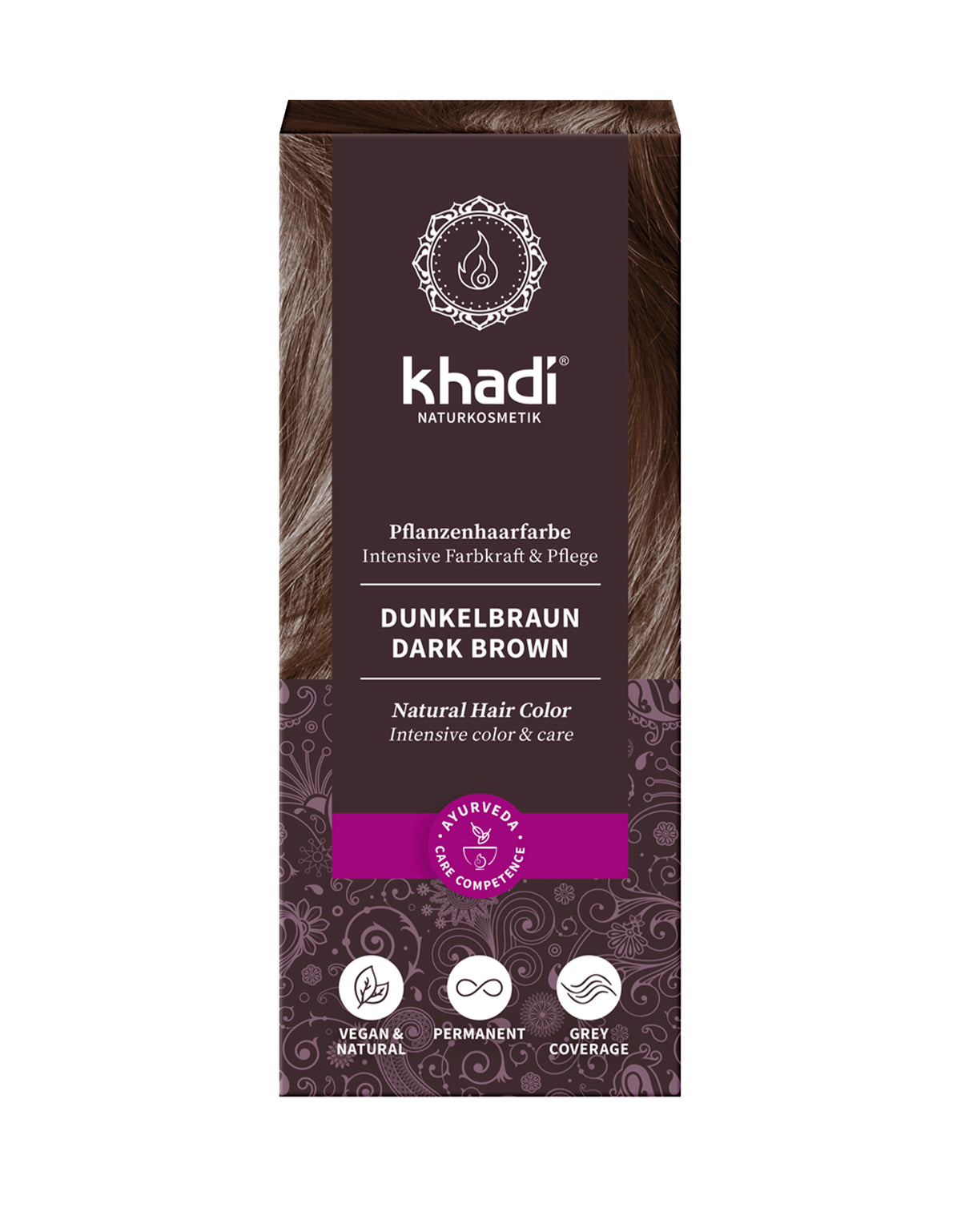 Khadi Jauhemainen Kasvihiusväri -  Dark Brown 100 g