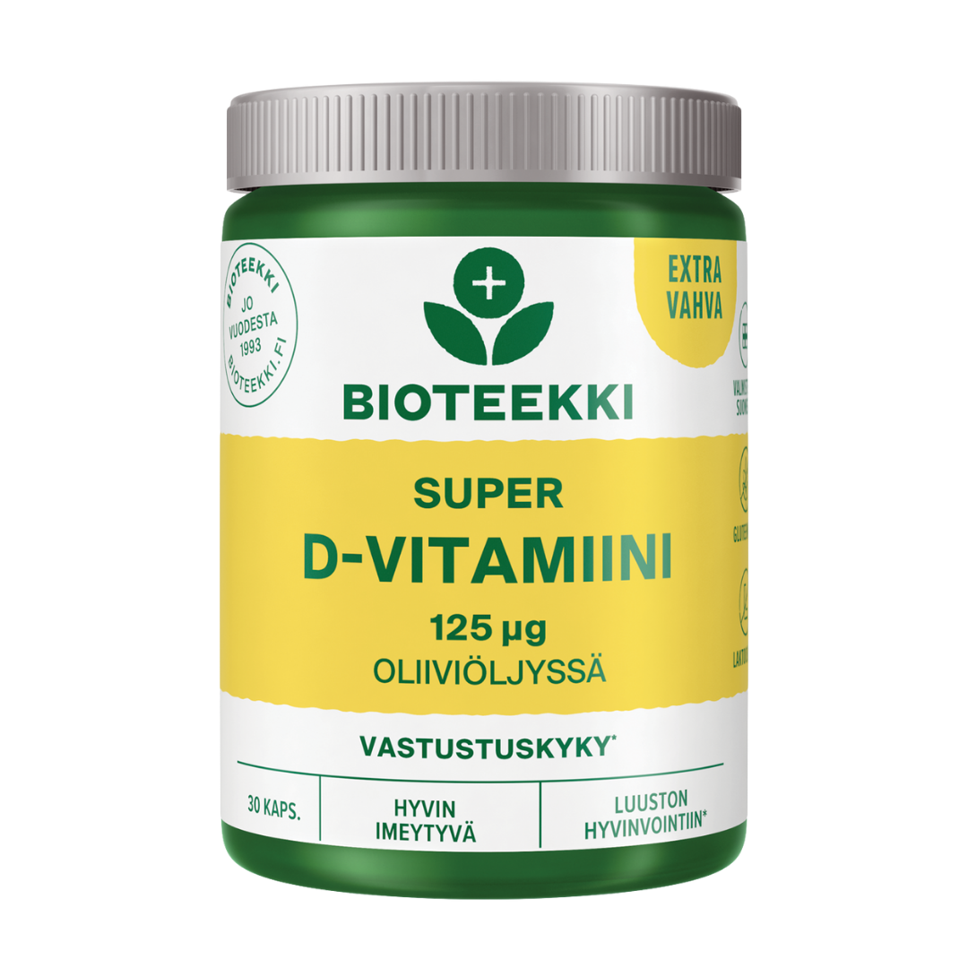 Bioteekin Extra Vahva Super D-vitamiini 125 μg 30 kaps., sinunaptekki.fi