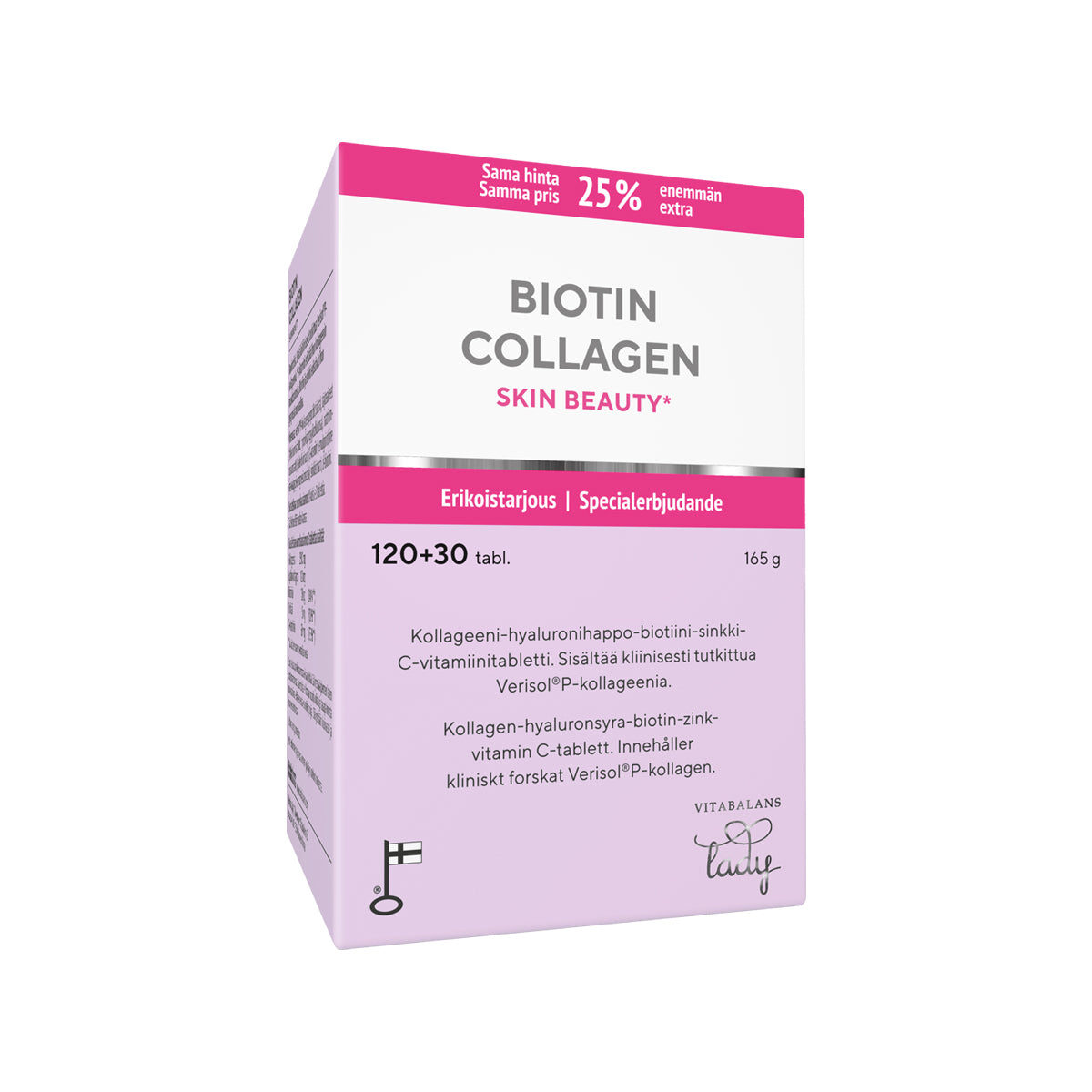 Biotin Collagen Skin Beauty - Kollageenitabletti +25 % KAMPANJAPAKKAUS 120+30 tabl. - Pakkaus hieman vaurioitunut, tuote käyttökelpoinen