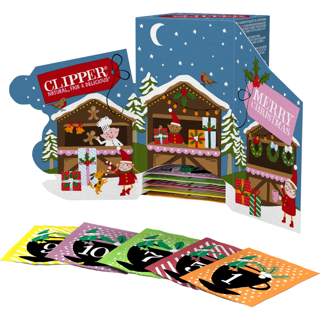 Clipper tee joulukalanteri avattuna