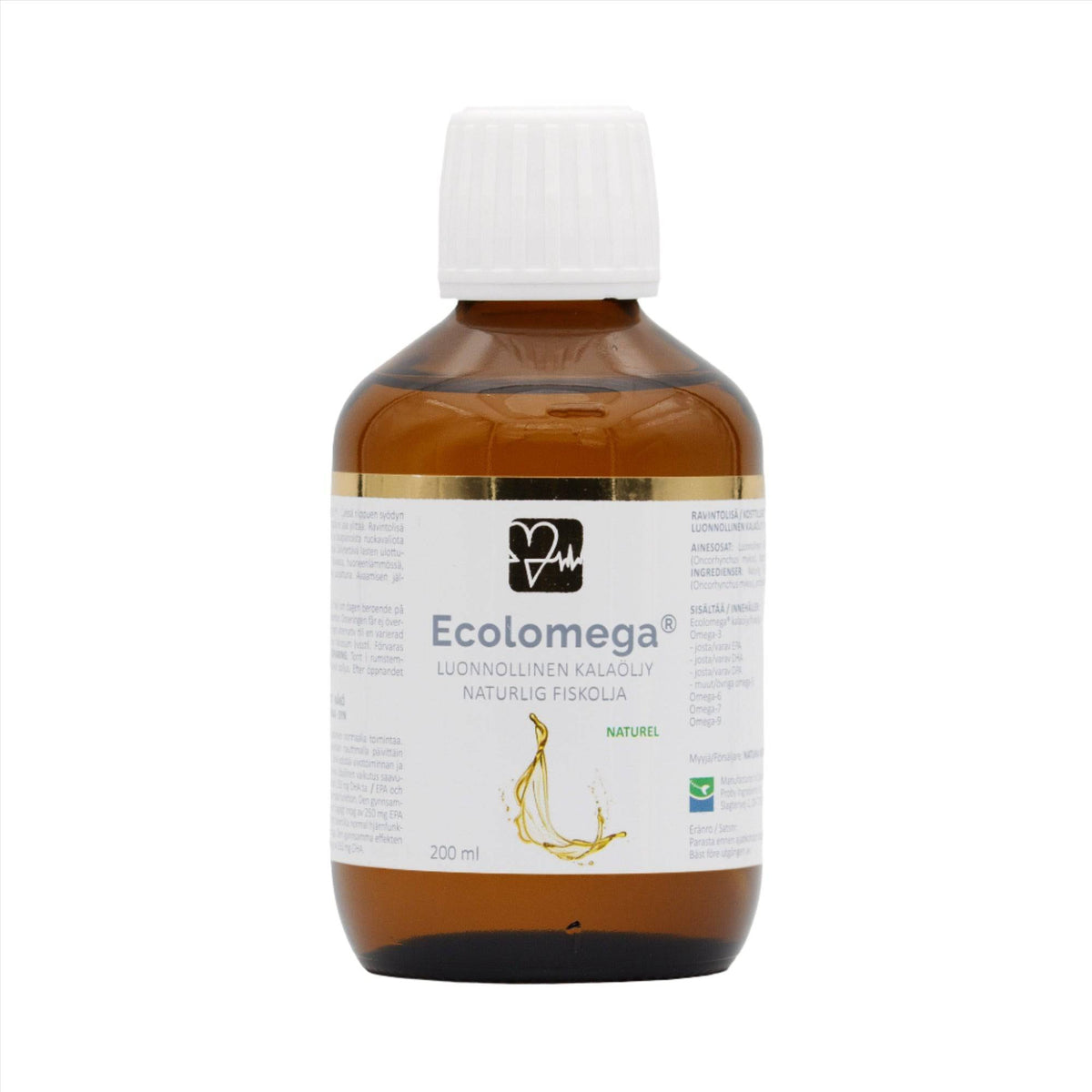 Ecolomega Nestemäinen Kalaöljy maustamaton 200 ml - Sinunapteekki.fi