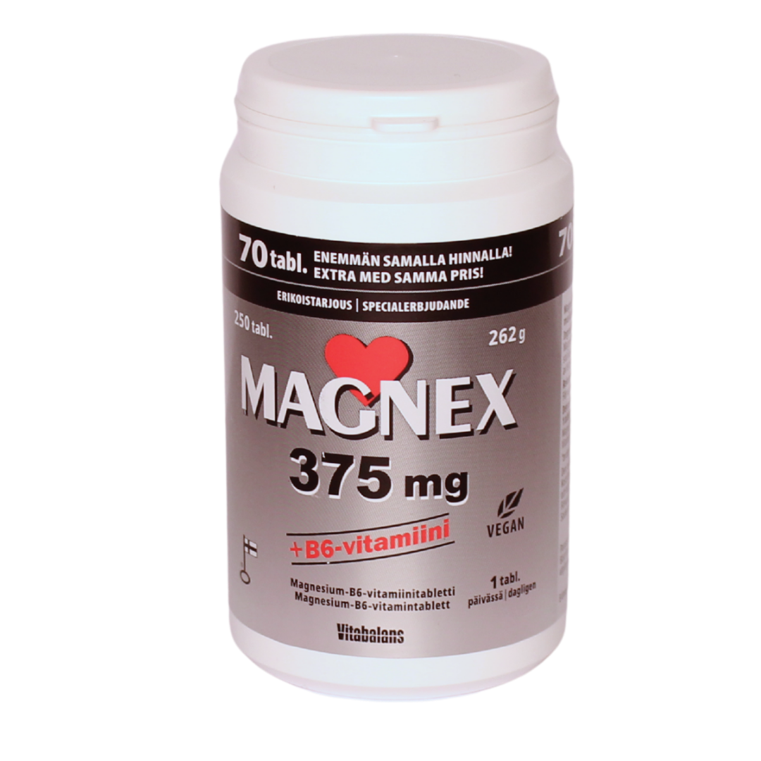 Magnex 375 mg + B6-vitamiini - KAMPANJAPAKKAUS 250 tabl.