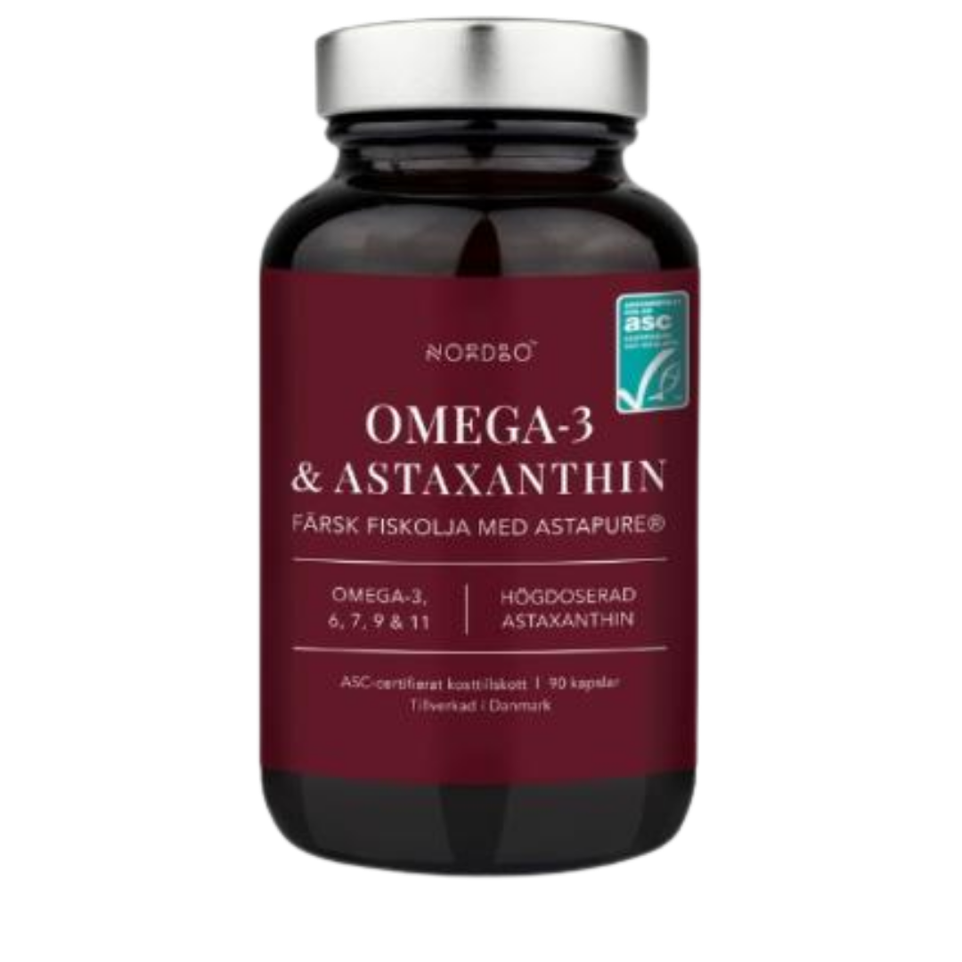 Nordbo, Omega-3 & Astaxanthin, 90 kaps.