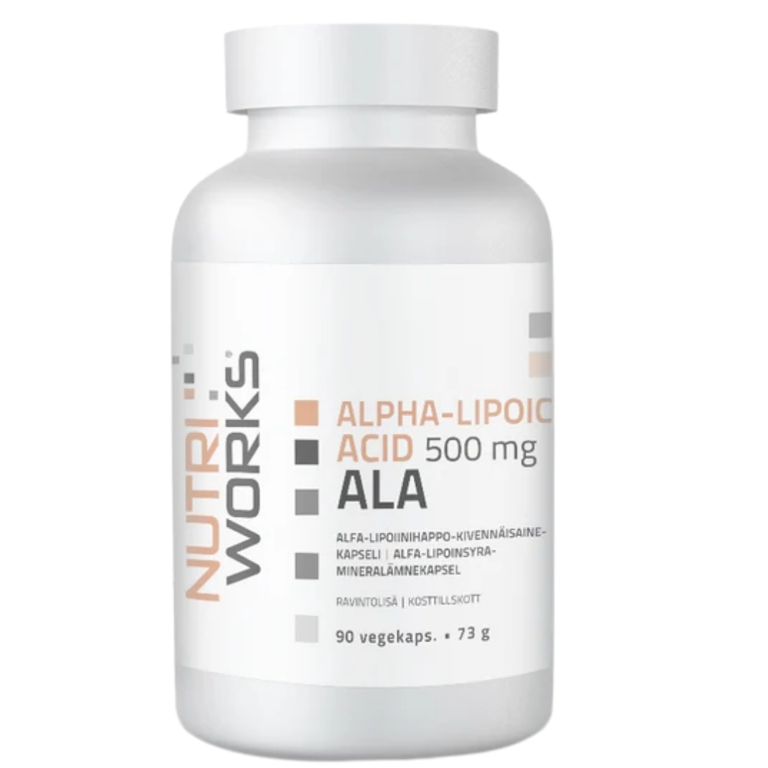 Nutri Works Alpha-Lipoic Acid 500 mg - Alfa-lipoiinihappo 90 kaps.