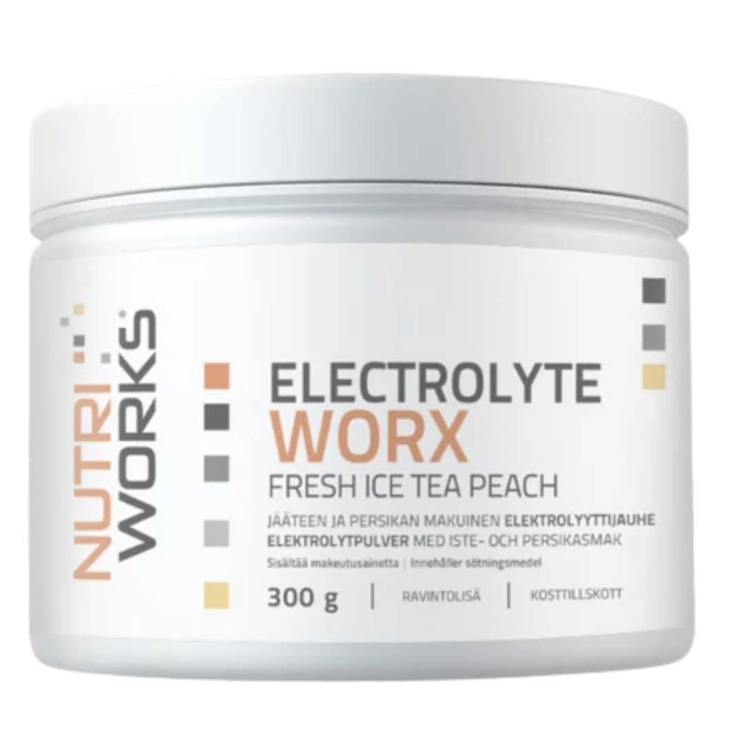 Nutri Works Electrolyte Worx - Elektrolyyttijauhe Jäätee & Persikka 300 g