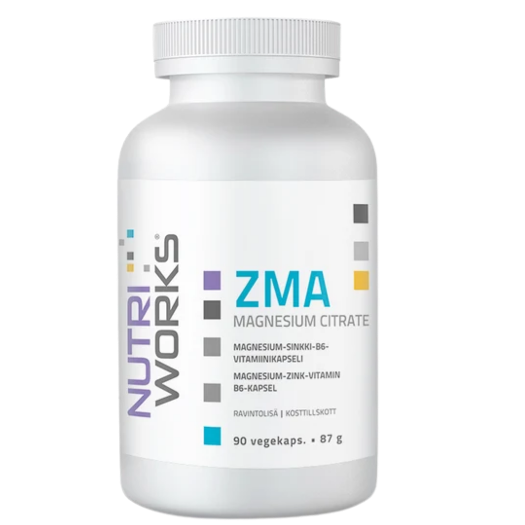 Nutri Works ZMA - Magnesium, Sinkki ja B6-vitamiini 90 kaps.