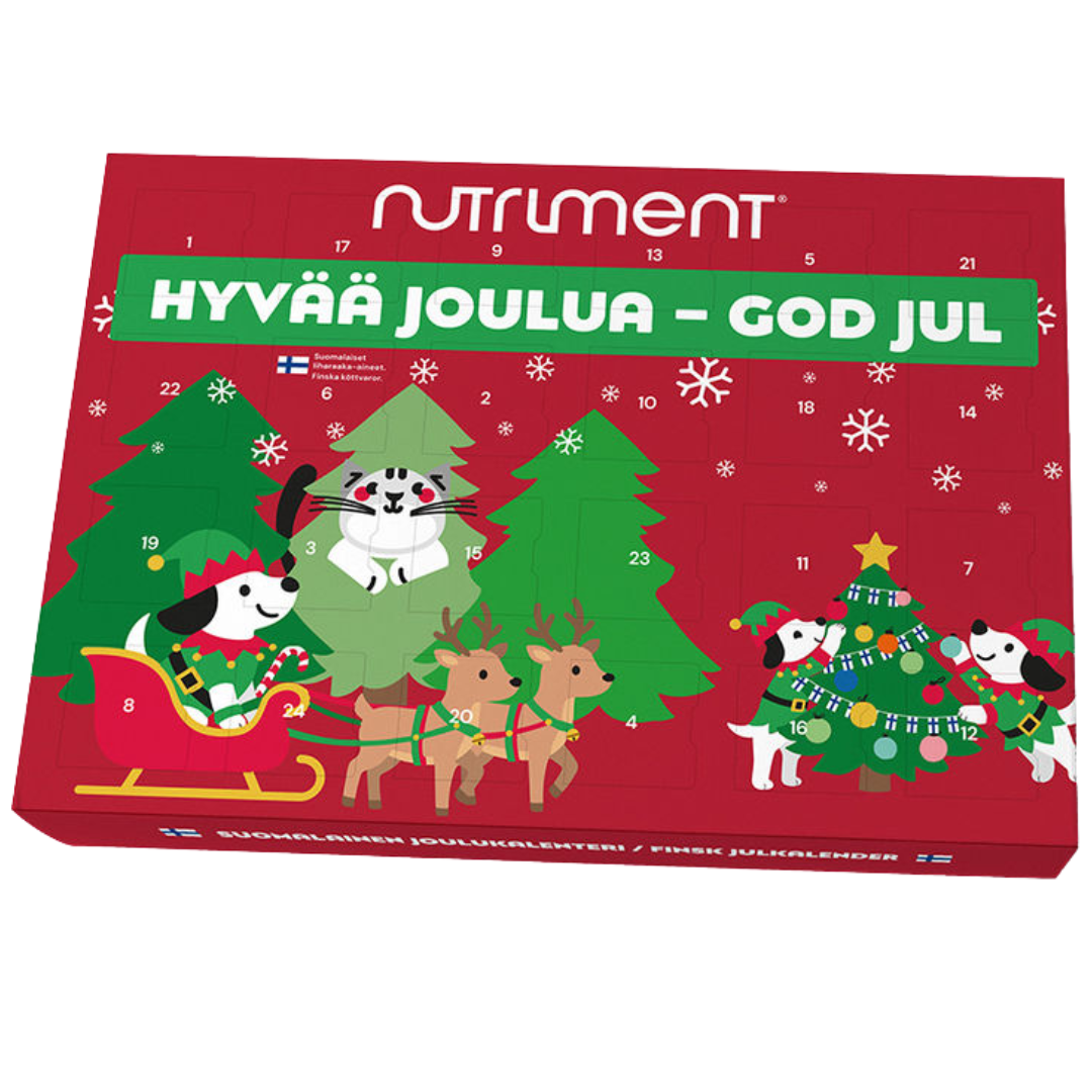 Nutriment Joulukalenteri koiralle, 24 luukkua, herkkukalenteri, sinunapteekki.fi