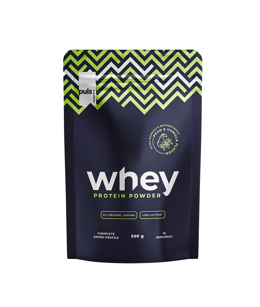 Puls Nutrition Whey Protein Powder - Hera Proteiini Päärynä & Vanilja 500 g - Vähälaktoosinen - erä