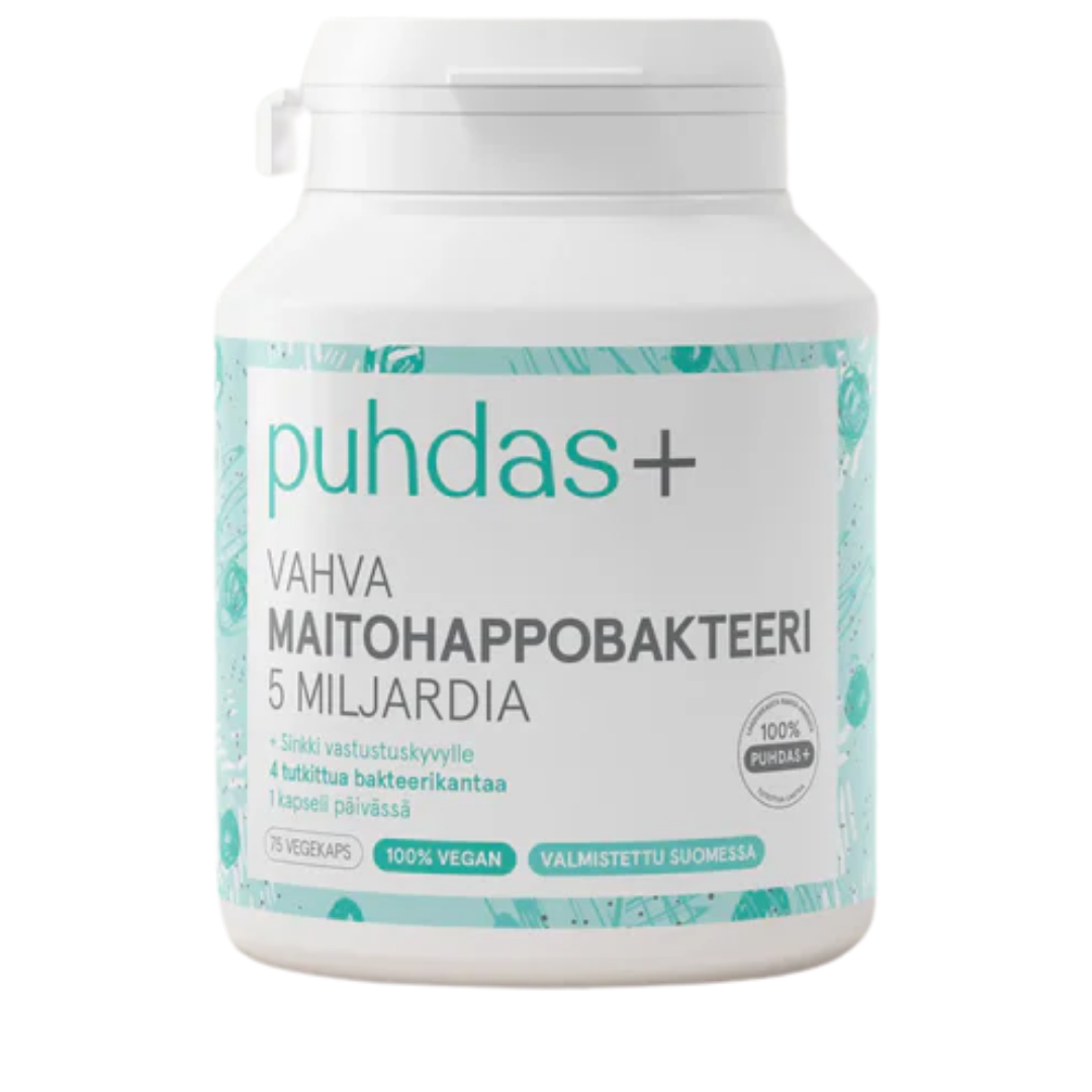 Puhdas+, Maitohappobakteeri 5 miljardia, 75 vegekaps.
