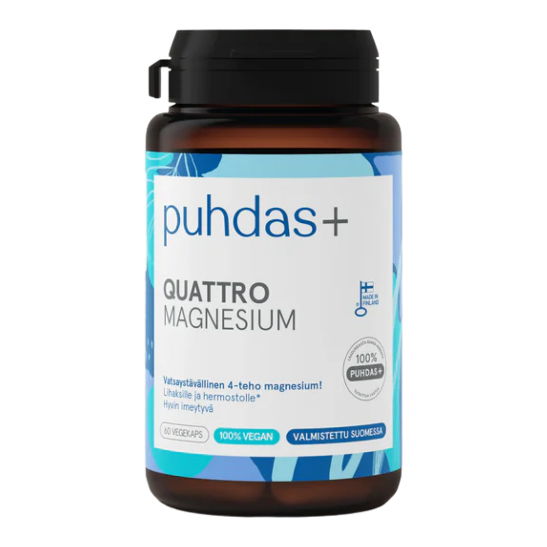 Puhdas+, Quattro Magnesium, 60 vegekaps.