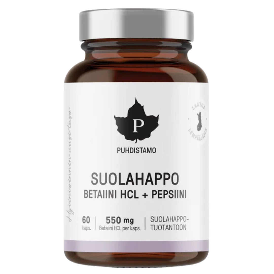 Puhdistamo Suolahappo - Betaiini HCL+pepsiini 60 kaps.