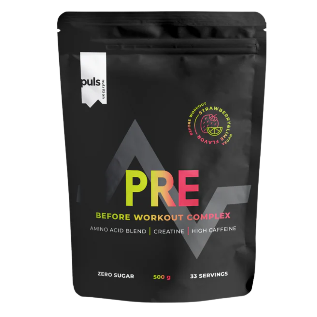 Puls nutrition, preworkout urheilujuomajauhe, mansikka & lime, 500 g