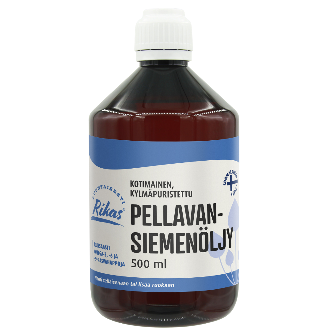 Rikas Kotimainen Kylmäpuristettu Pellavansiemenöljy 500 ml