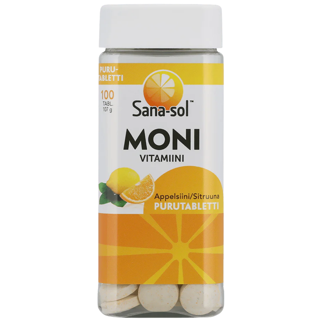 Sana-sol Monivitamiini Appelsiini 100 purutablettia