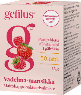 Gefilus Vadelma-Mansikka Purutabletti 30 tabl.