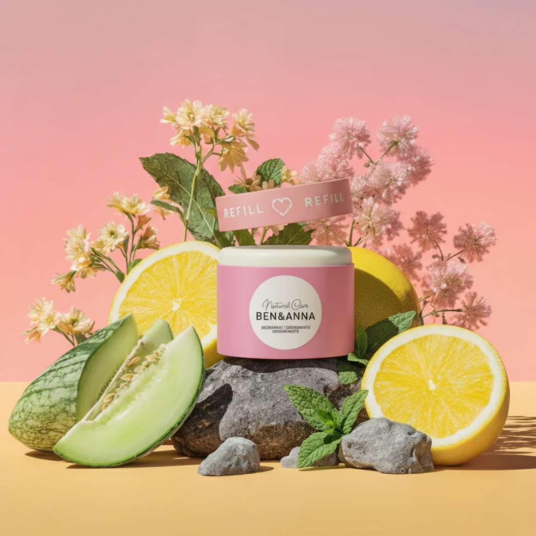 Kirpeän raikkaassa Ben & Anna -deodorantin tuoksussa yhdistyvät kurkku, sitruuna, vesimeloni ja minttu.