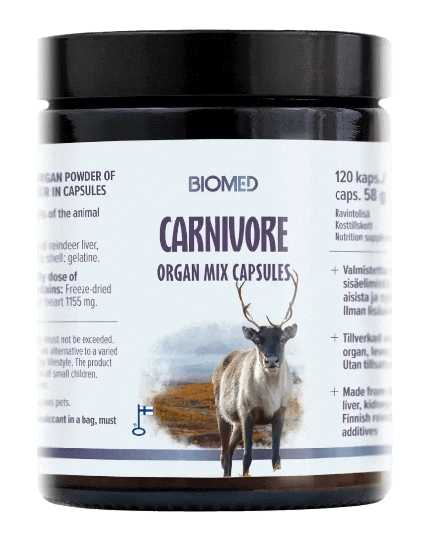 Biomed Carnivore Organ Mix Capsules - Poron sisäelinkapselit 120 kaps. - Sinunapteekki.fi