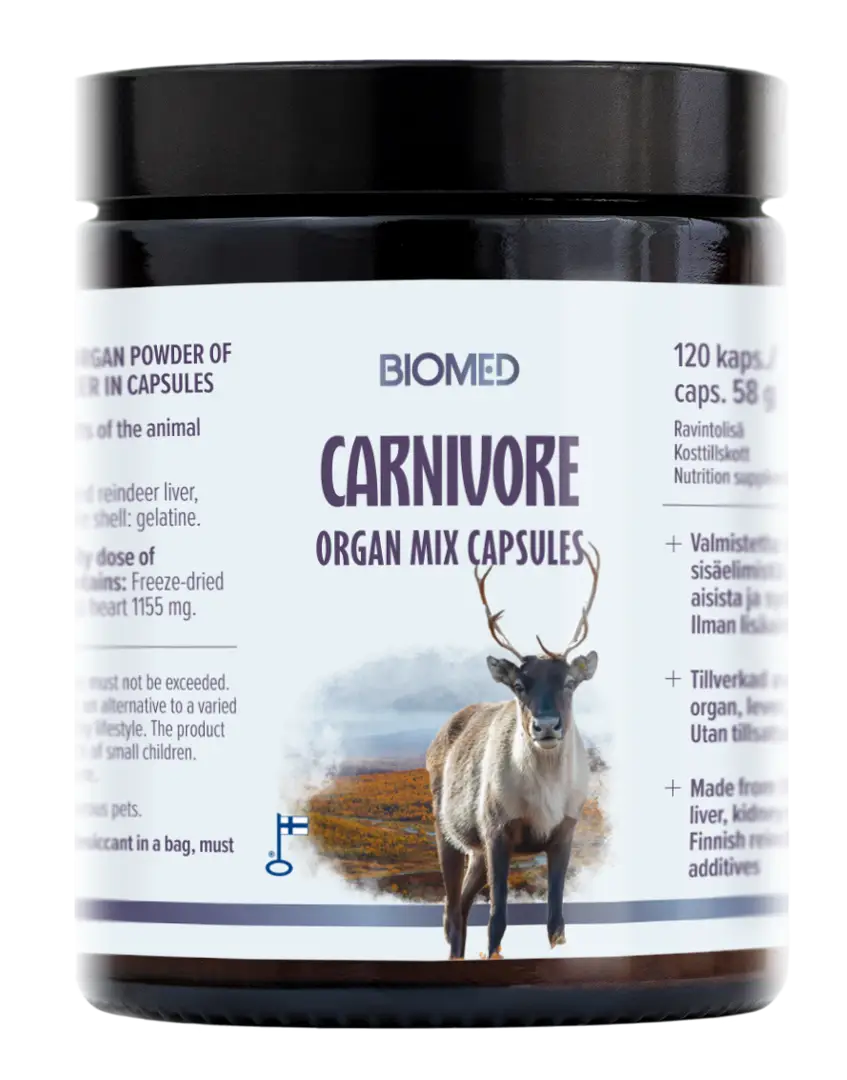Biomed Carnivore Organ Mix Capsules - Poron sisäelinkapselit 120 kaps.