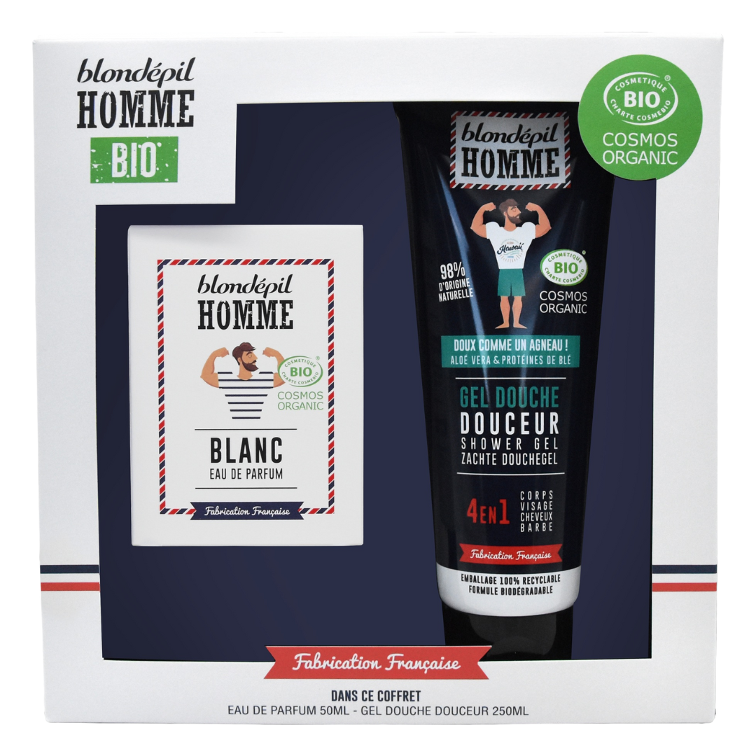 Blondepil Homme Blanc BIO hajuvesi ja suihkugeeli lahjapakkaus miehille