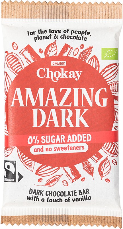 Chokay Amazing Dark Chocolate Bar - Tumma Suklaa 54% Sokeriton 70 g