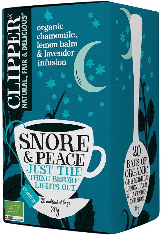 Clipper Snore & Peace - Kamomilla, sitruunamelissa ja laventeli yrttitee 20 teepussia