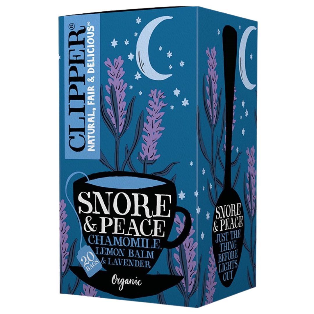 Clipper Snore & Peace - Kamomilla, sitruunamelissa ja laventeli yrttitee 20 teepussia