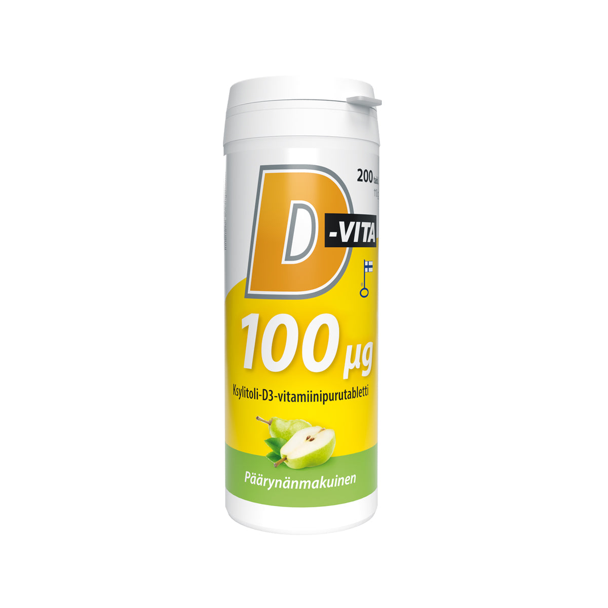 D-Vita 100 µg - Päärynänmakuinen purutabletti 200 tabl.