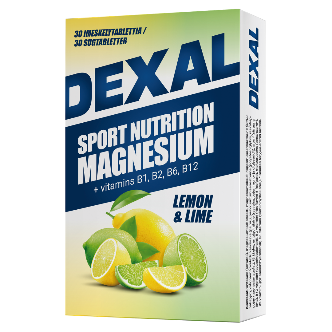 Dexal Sport Nutrition - Magnesium + B-vitamiinit Sitruuna- Lime 30 Imeskelytablettia