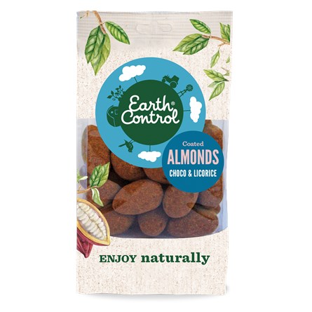 Earth Control Coated Almonds Choco & Licorice - Lakritsi-Suklaa mantelit 150 g
