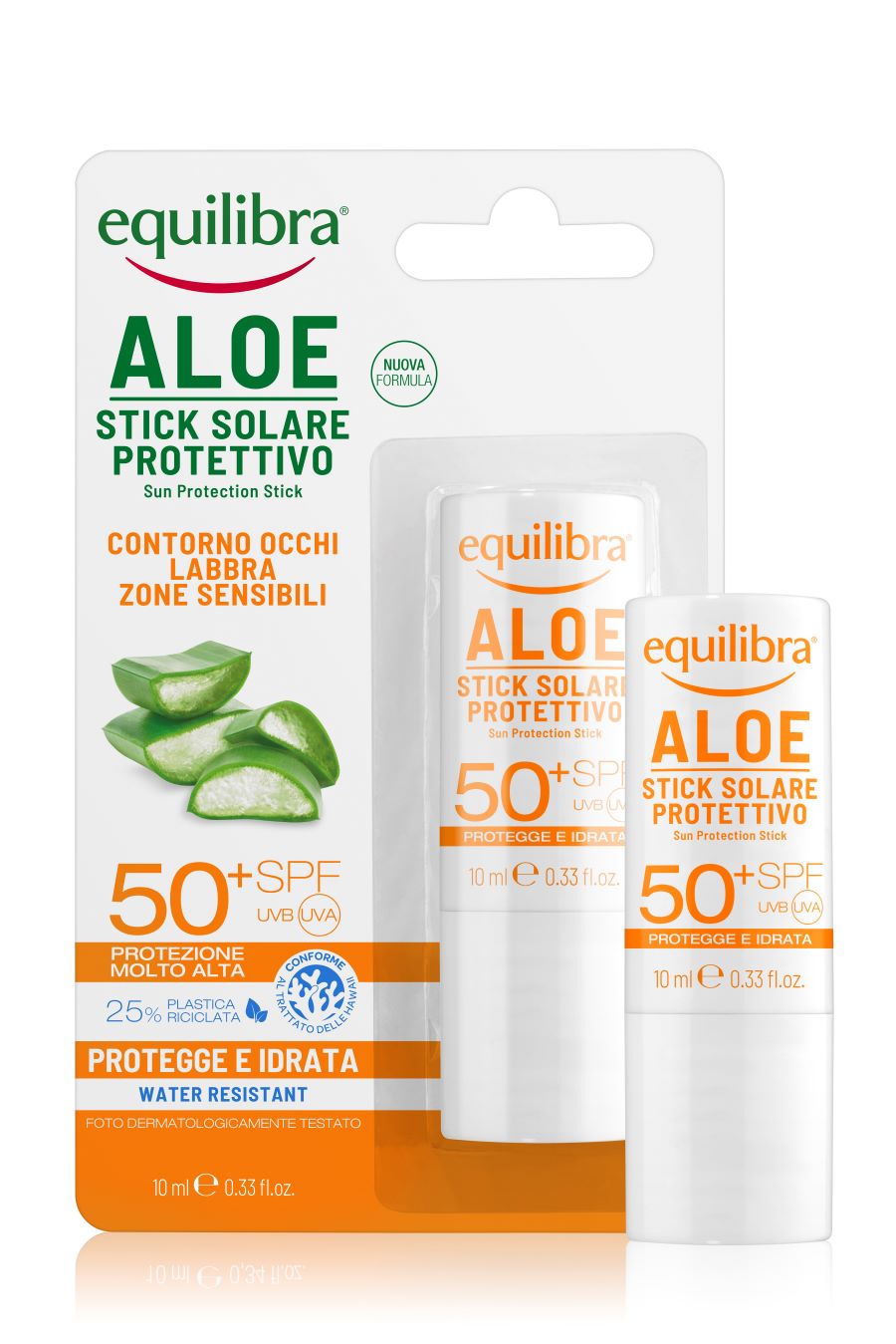Equilibra Aloe Stick Solare Protettivo SPF 50+ Aurinkosuojapuikko 10 ml