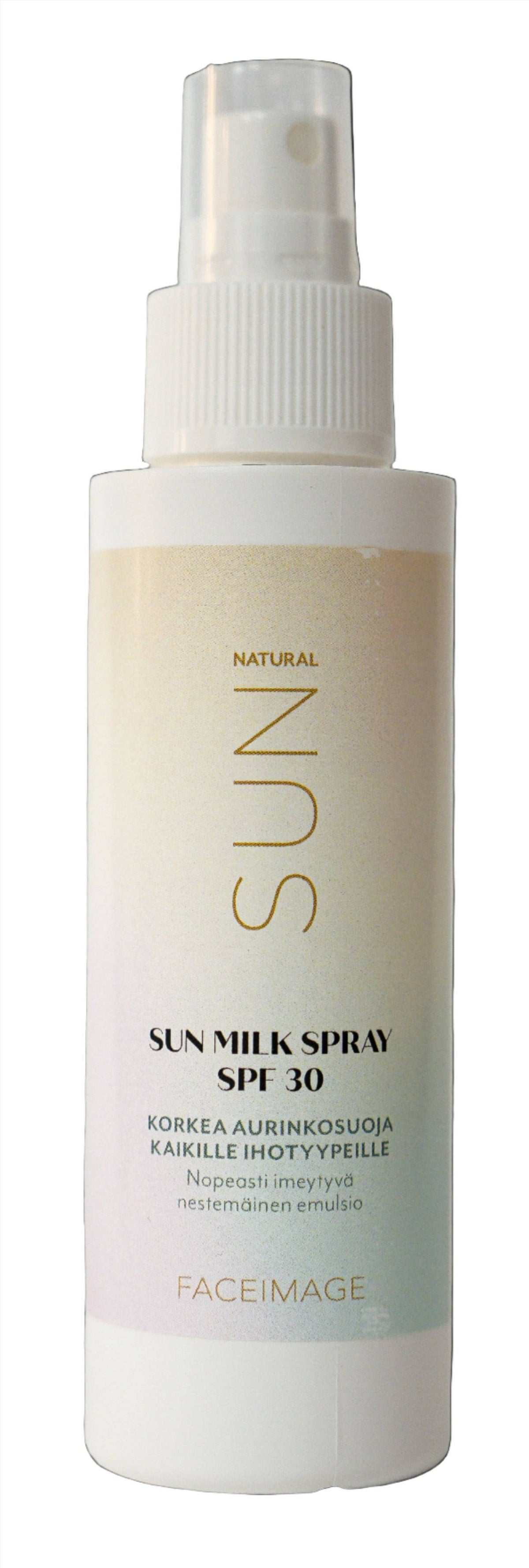 Faceimage Sun Milk Spray SPF 30 - Aurinkosuoja 100 ml - Huom! Pakkaus vaurioitunut, tuote käyttökelpoinen - Päiväys 11/2025