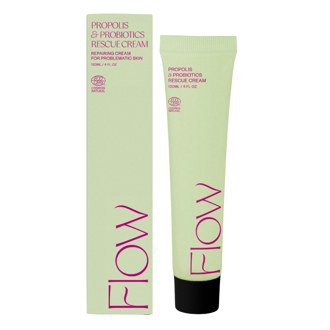 Flow Propolis & Probiotics Rescue Cream -hoitovoide kuivan ja atooppisen ihon hoitoon.
