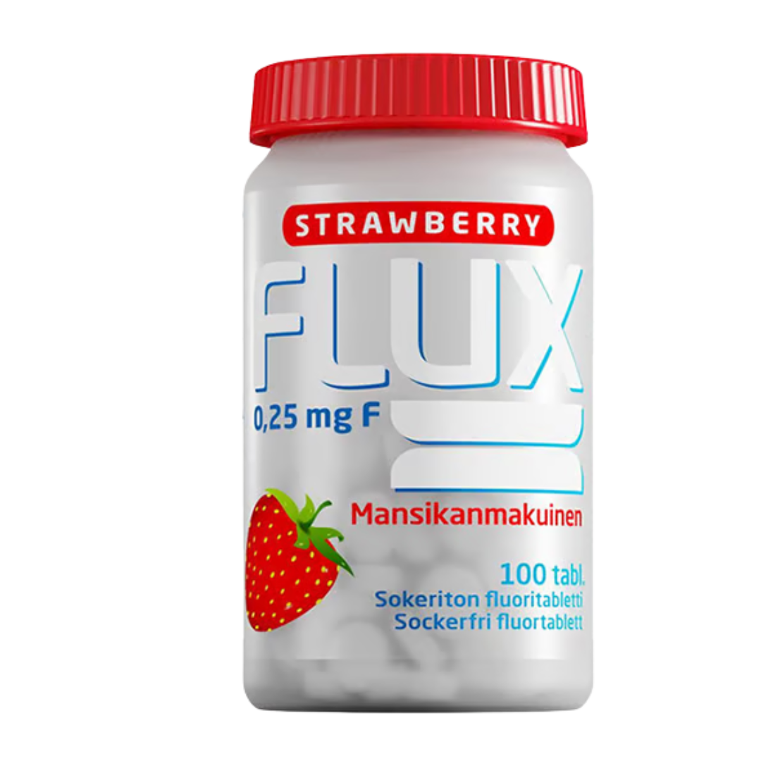 Flux Fluoritabletti Mansikka 100 tabl.
