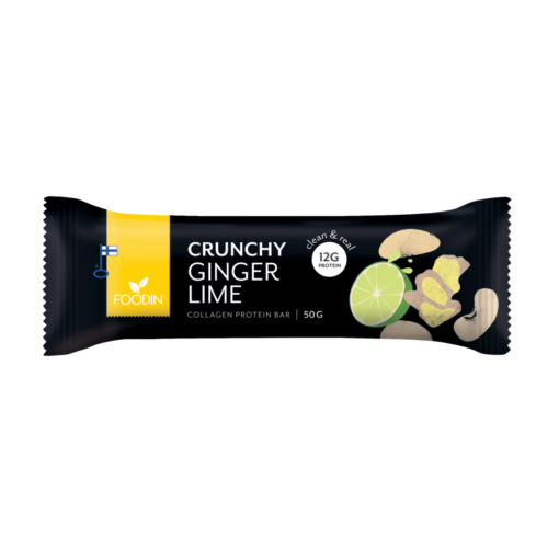 Foodin Crunchy Collagen Protein Bar Ginger Lime - Kollageeniproteiinipatukka 50g