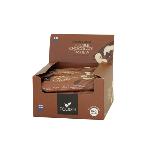 Foodin Clean & Real Double Chocolate Cashew - Proteiinipatukka tukkupakkaus 12 x 55 g