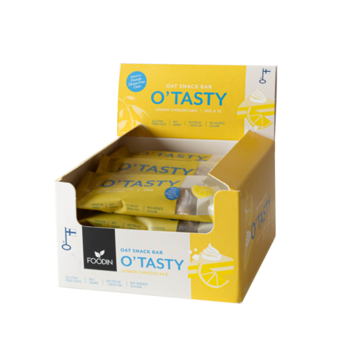 Foodin O'Tasty Oat Snack Bar Lemon Cheesecake - Kaurapatukka Sitruunajuustokakku 15 kpl x 25 g TUKKUPAKKAUS