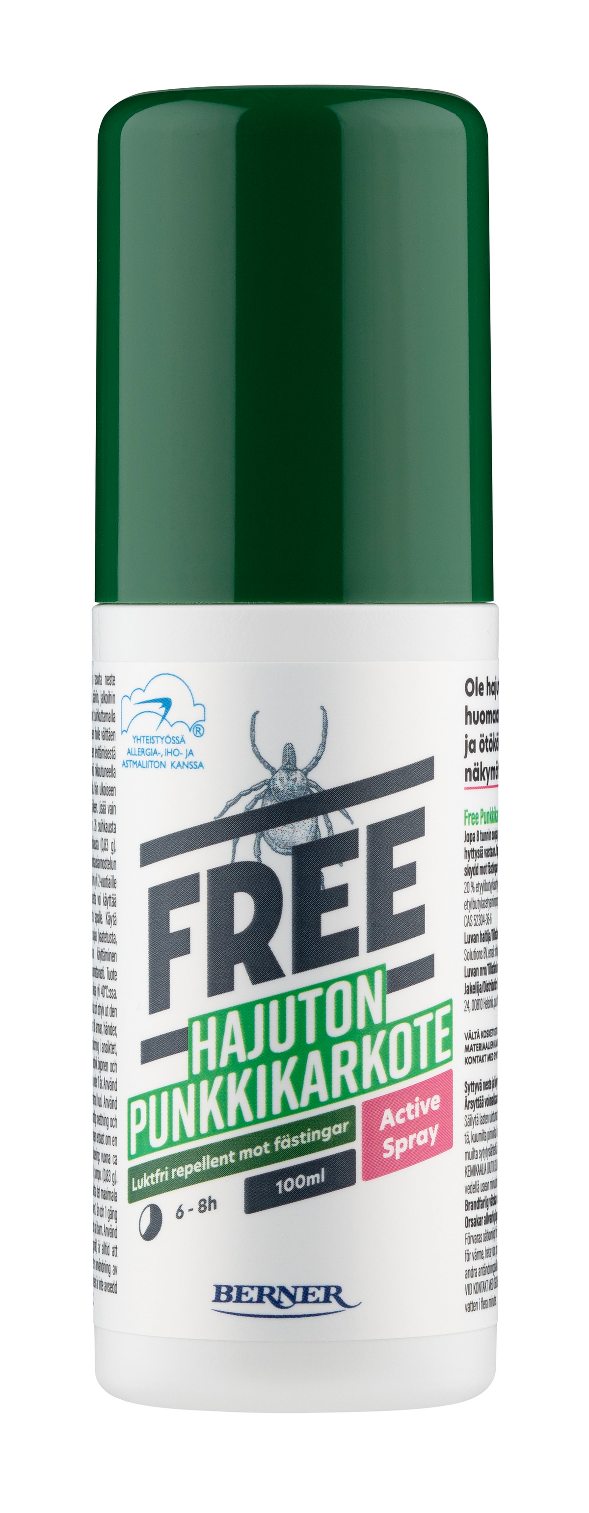 Free Punkkikarkote Active Spray - Hajuton 100 ml - Päiväys 08/2024