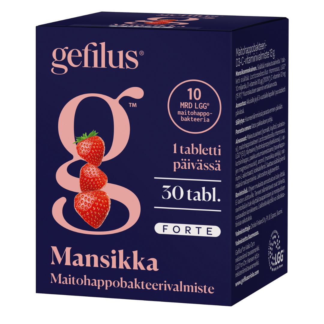 Gefilus Forte Maitohappobakteeri Mansikka 30 tabl.