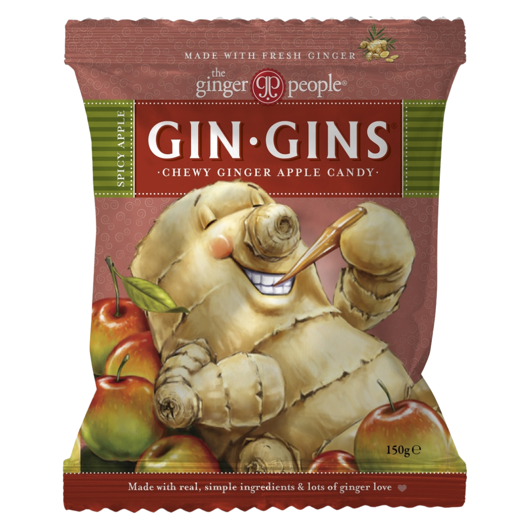 Gin Gins Spicy Ginger Apple Candy - Inkiväärikaramelli & Mausteinen Omena 150 g
