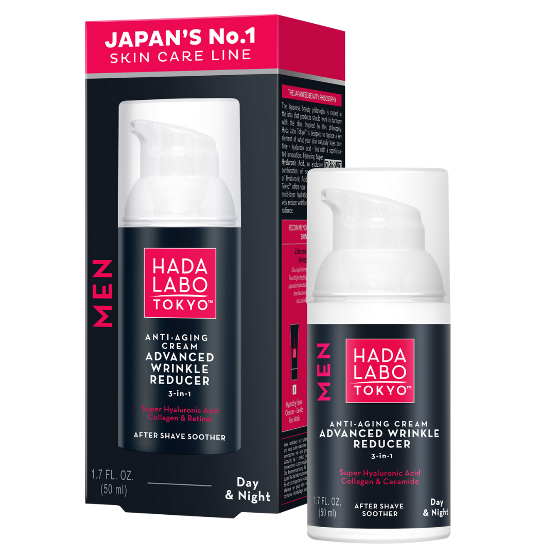 Miesten iholle suunniteltu Hada Labo Tokyo MEN Anti-Aging Cream Advanced Wrinkle Reducer kasvovoide