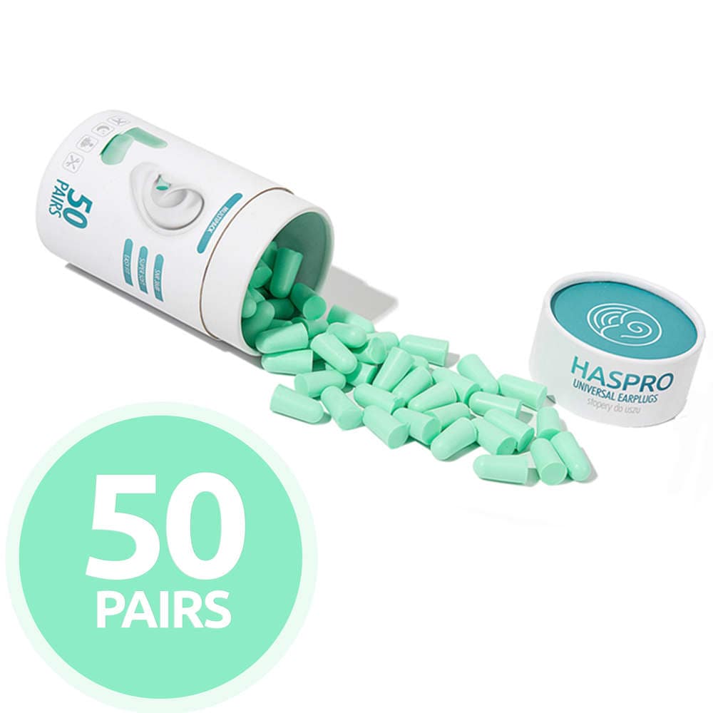 Haspro Universal Earplugs TUBE50 - Korvatulpat mintunväriset 50 paria