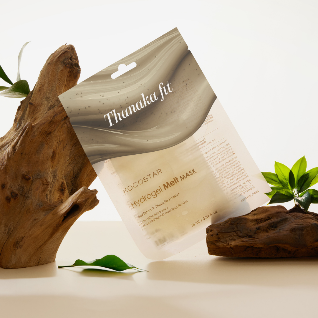 KOCOSTAR Hydrogel Melt Mask Thanaka Fit on syväkosteuttava ja ihon tekstuuria parantava kasvonaamio.